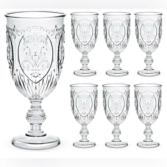 4 Pcs Plastic Goblets 7.5oz Vintage Goblet Plastic Wine Glasses Colored (Clear) - Picture 1 of 7